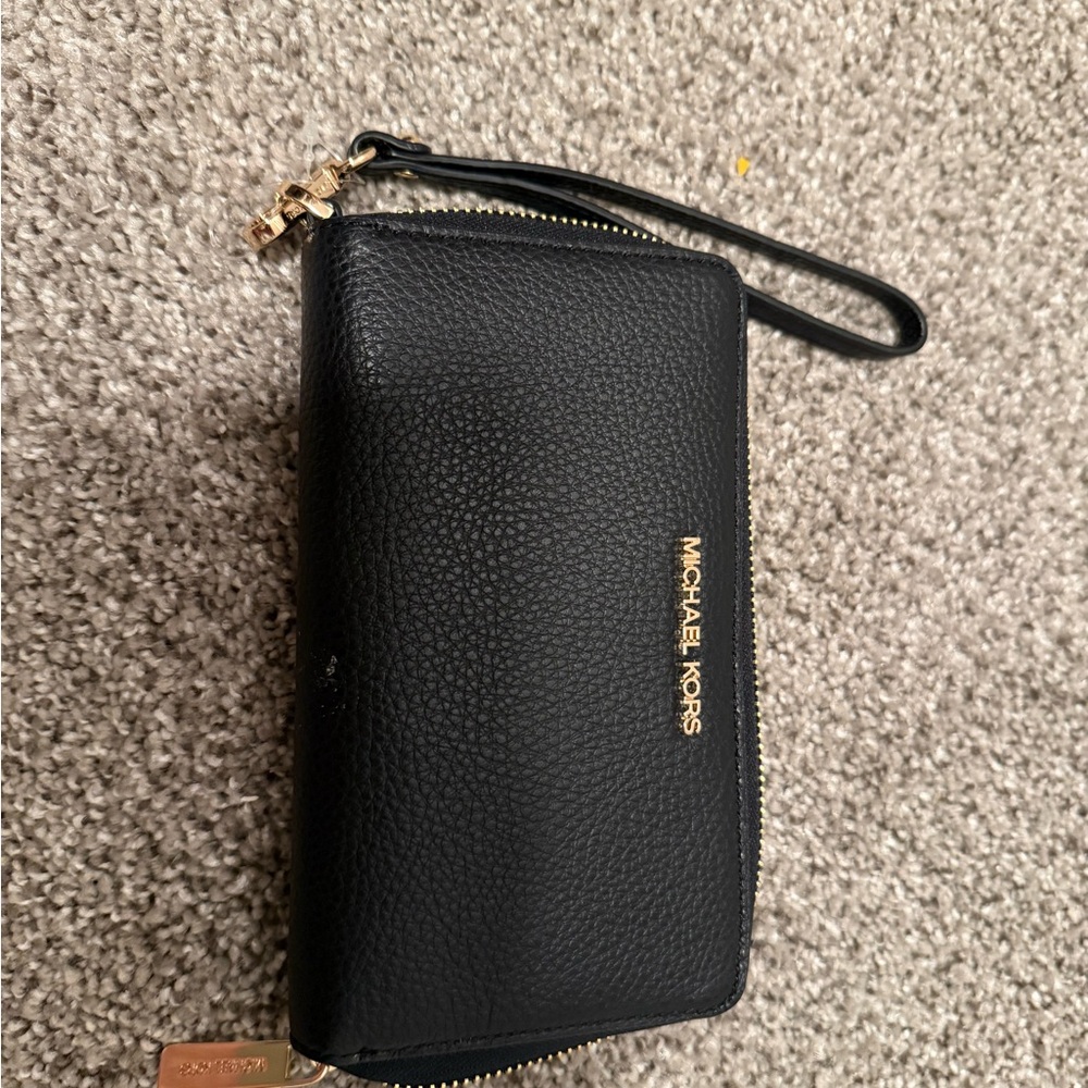 Michael Kors Black Leather Wristlet